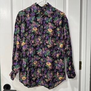 Vintage Liz Sport Floral Long Sleeve Button-Up Shirt